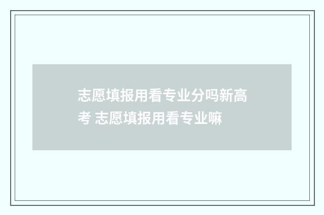 志愿填报用看专业分吗新高考 志愿填报用看专业嘛