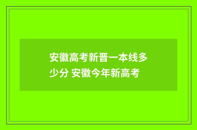 安徽高考新晋一本线多少分 安徽今年新高考