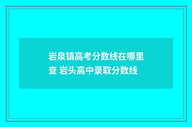 岩泉镇高考分数线在哪里查 岩头高中录取分数线