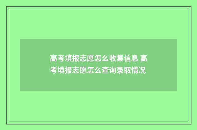 高考填报志愿怎么收集信息 高考填报志愿怎么查询录取情况