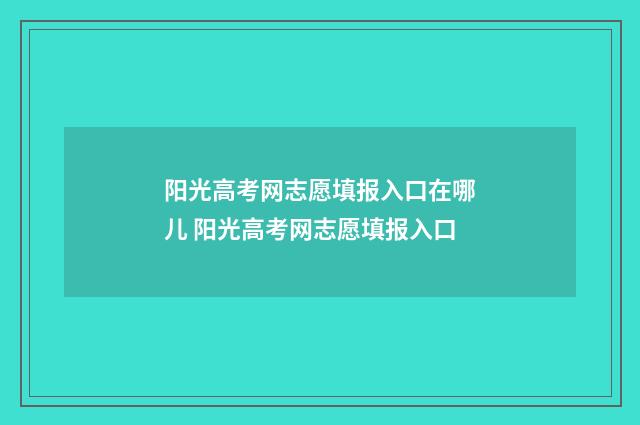 阳光高考网志愿填报入口在哪儿 阳光高考网志愿填报入口
