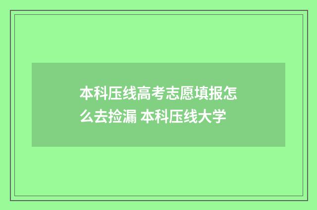 本科压线高考志愿填报怎么去捡漏 本科压线大学