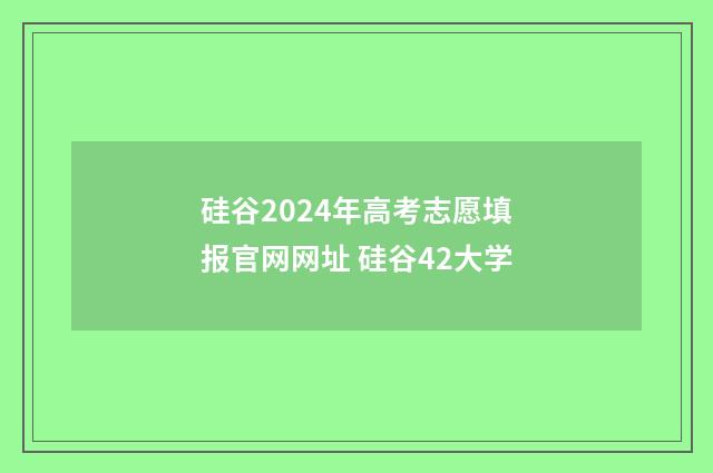 硅谷2024年高考志愿填报官网网址 硅谷42大学