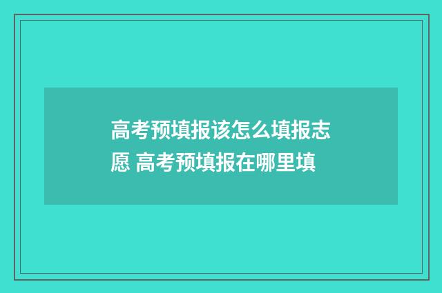 高考预填报该怎么填报志愿 高考预填报在哪里填