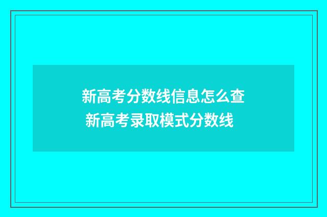 新高考分数线信息怎么查 新高考录取模式分数线