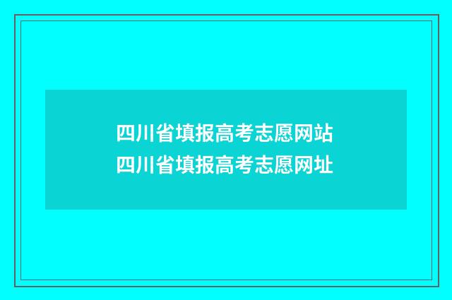 四川省填报高考志愿网站 四川省填报高考志愿网址
