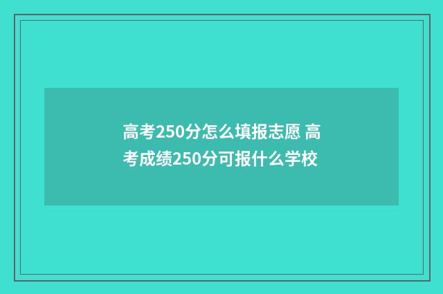 高考250分怎么填报志愿 高考成绩250分可报什么学校