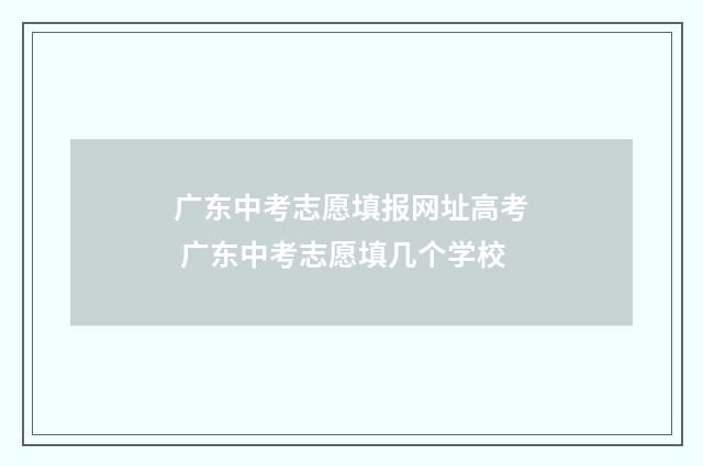 广东中考志愿填报网址高考 广东中考志愿填几个学校