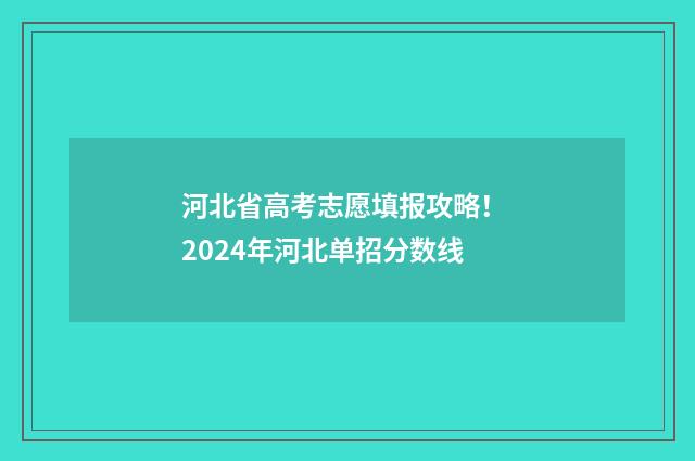 河北省高考志愿填报攻略！ 2024年河北单招分数线