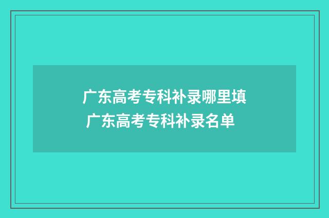 广东高考专科补录哪里填 广东高考专科补录名单