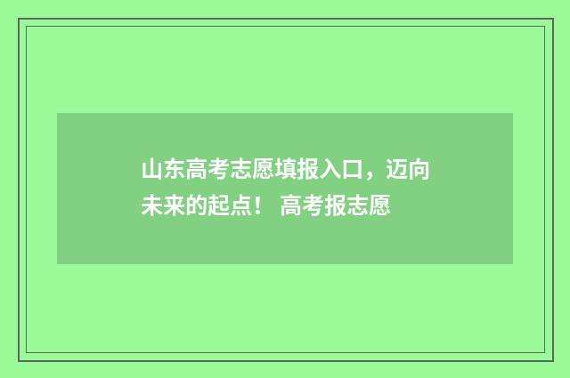 山东高考志愿填报入口，迈向未来的起点！ 高考报志愿