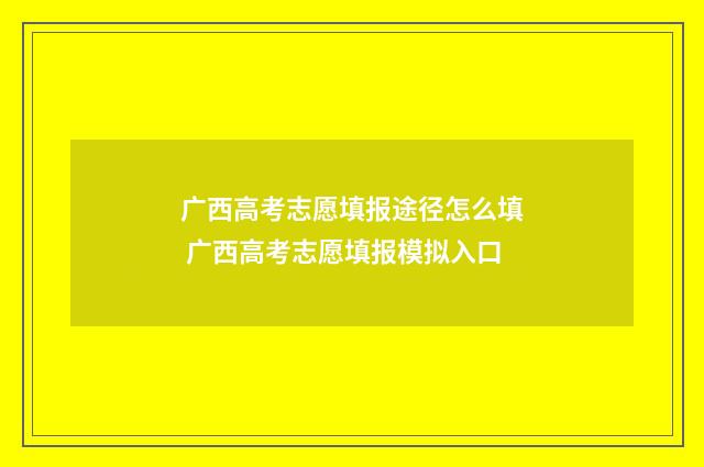 广西高考志愿填报途径怎么填 广西高考志愿填报模拟入口