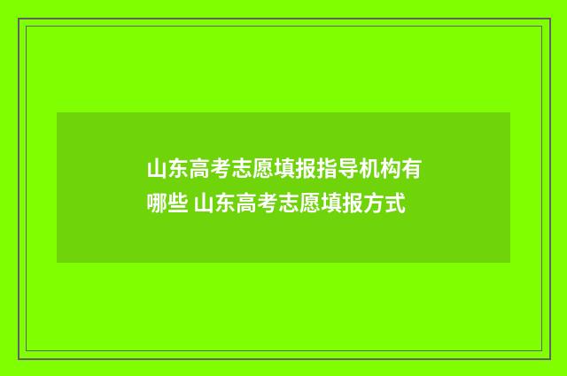 山东高考志愿填报指导机构有哪些 山东高考志愿填报方式