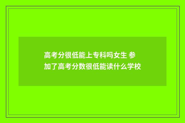 高考分很低能上专科吗女生 参加了高考分数很低能读什么学校