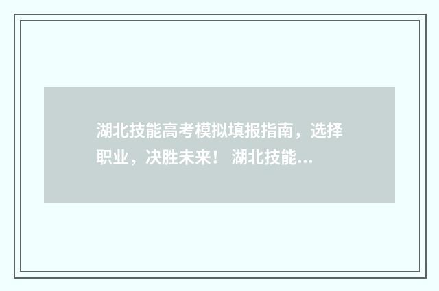 湖北技能高考模拟填报指南，选择职业，决胜未来！ 湖北技能高考模拟志愿官网