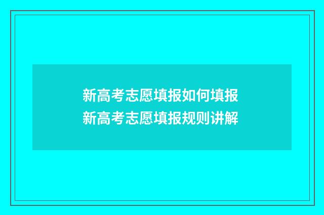 新高考志愿填报如何填报 新高考志愿填报规则讲解