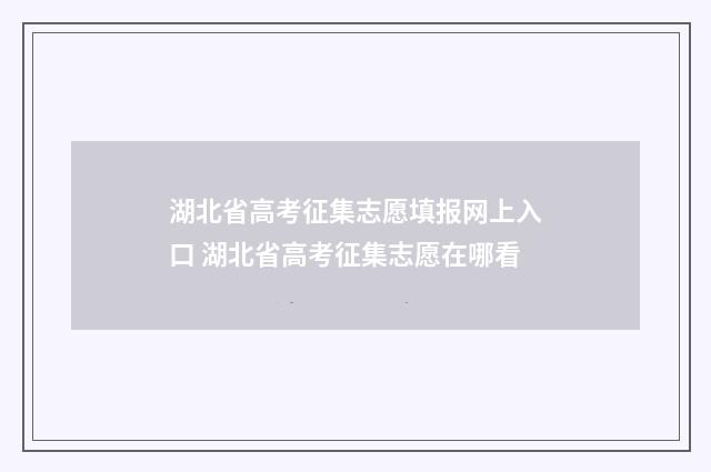 湖北省高考征集志愿填报网上入口 湖北省高考征集志愿在哪看