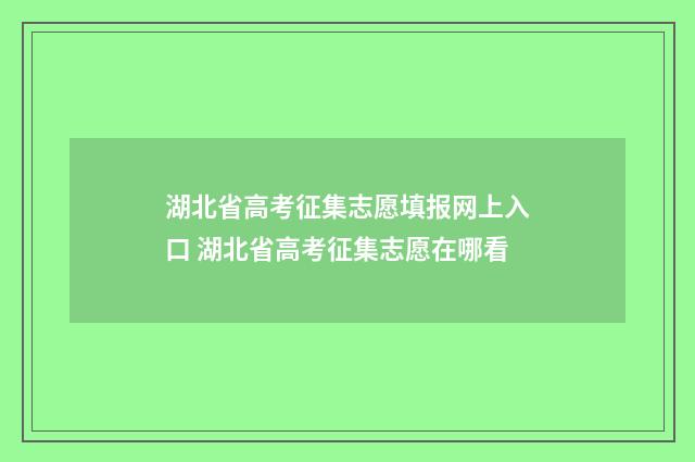 湖北省高考征集志愿填报网上入口 湖北省高考征集志愿在哪看