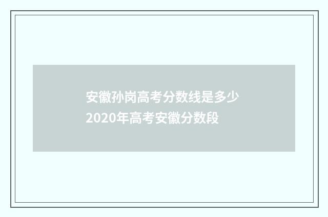 安徽孙岗高考分数线是多少 2020年高考安徽分数段