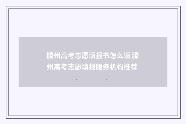 滕州高考志愿填报书怎么填 滕州高考志愿填报服务机构推荐
