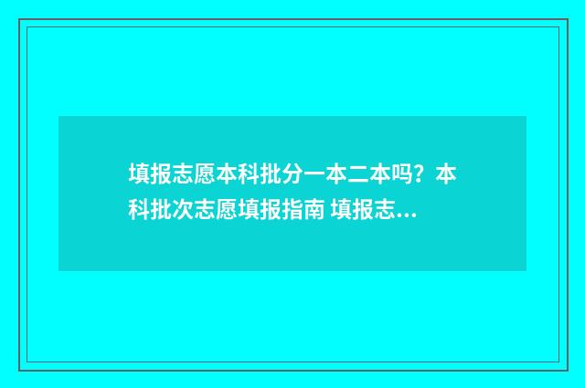 填报志愿本科批分一本二本吗？本科批次志愿填报指南 填报志愿本科批怎么填专科