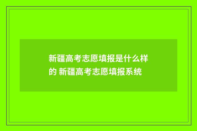 新疆高考志愿填报是什么样的 新疆高考志愿填报系统