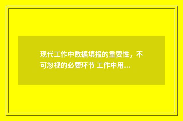 现代工作中数据填报的重要性，不可忽视的必要环节 工作中用数据说话