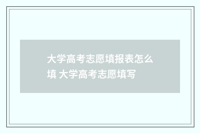 大学高考志愿填报表怎么填 大学高考志愿填写
