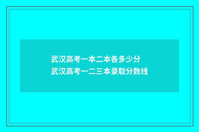 武汉高考一本二本各多少分 武汉高考一二三本录取分数线