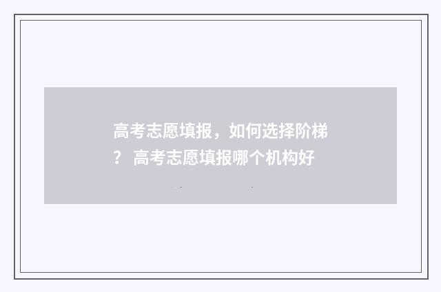 高考志愿填报，如何选择阶梯？ 高考志愿填报哪个机构好