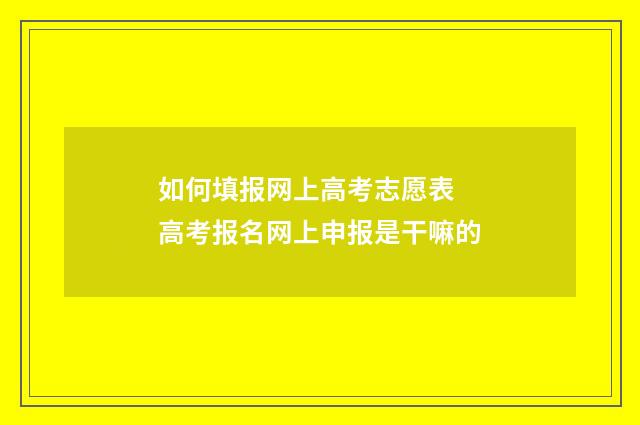 如何填报网上高考志愿表 高考报名网上申报是干嘛的
