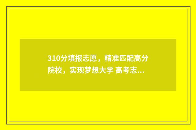 310分填报志愿，精准匹配高分院校，实现梦想大学 高考志愿105%