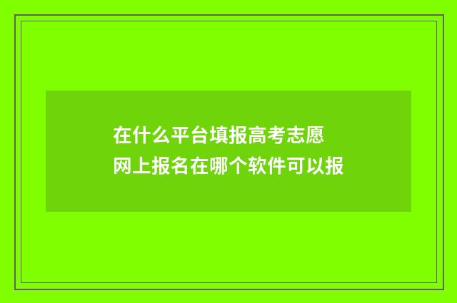 在什么平台填报高考志愿 网上报名在哪个软件可以报