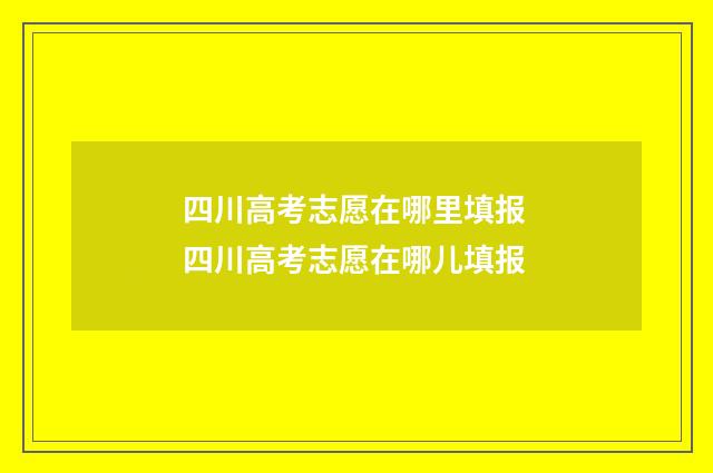 四川高考志愿在哪里填报 四川高考志愿在哪儿填报