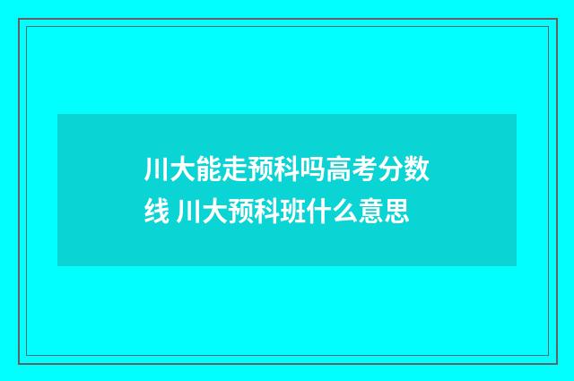 川大能走预科吗高考分数线 川大预科班什么意思