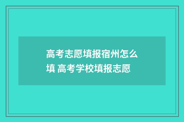 高考志愿填报宿州怎么填 高考学校填报志愿