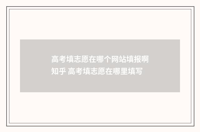 高考填志愿在哪个网站填报啊知乎 高考填志愿在哪里填写