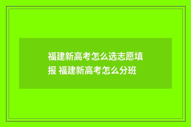 福建新高考怎么选志愿填报 福建新高考怎么分班