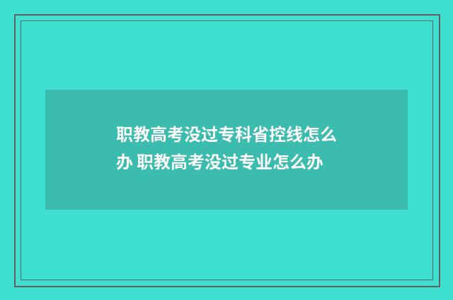 职教高考没过专科省控线怎么办 职教高考没过专业怎么办