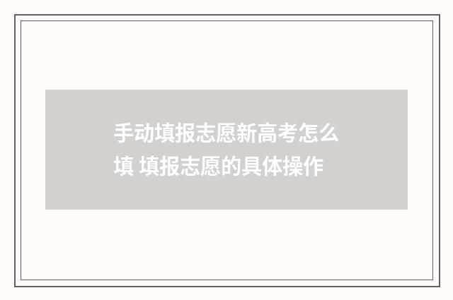 手动填报志愿新高考怎么填 填报志愿的具体操作