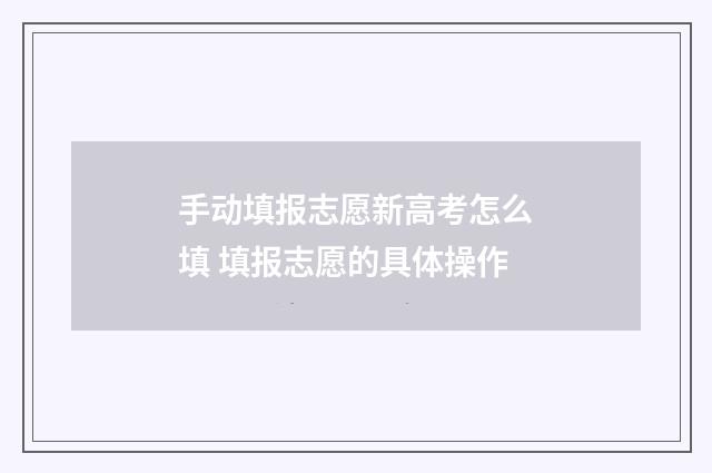 手动填报志愿新高考怎么填 填报志愿的具体操作
