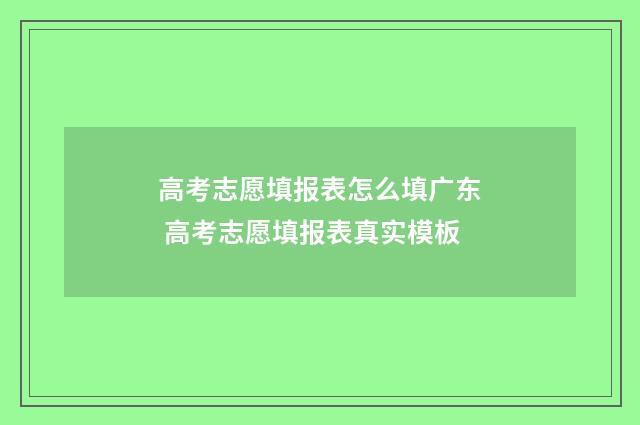 高考志愿填报表怎么填广东 高考志愿填报表真实模板