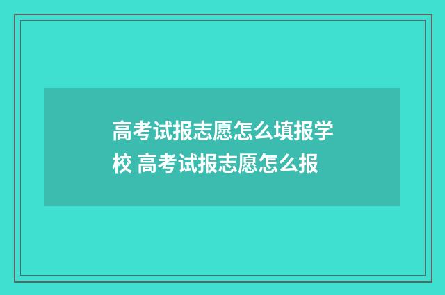高考试报志愿怎么填报学校 高考试报志愿怎么报