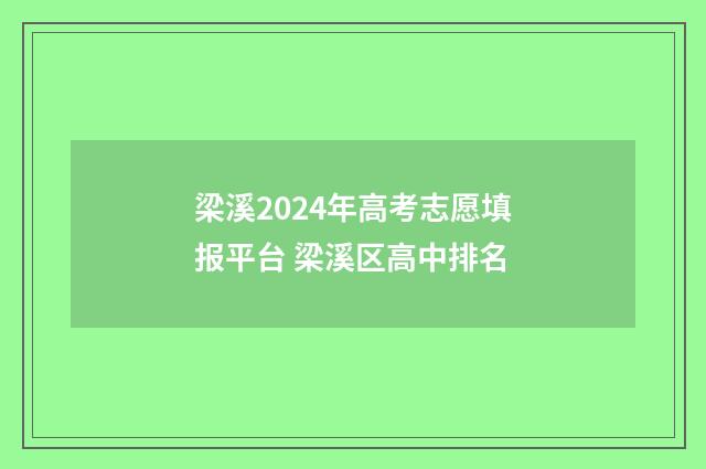 梁溪2024年高考志愿填报平台 梁溪区高中排名
