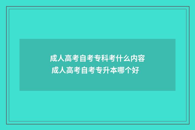 成人高考自考专科考什么内容 成人高考自考专升本哪个好