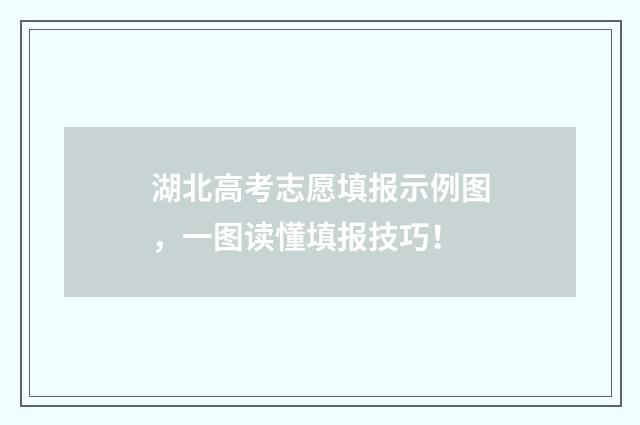 湖北高考志愿填报示例图，一图读懂填报技巧！