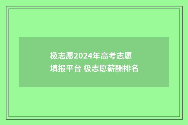 极志愿2024年高考志愿填报平台 极志愿薪酬排名