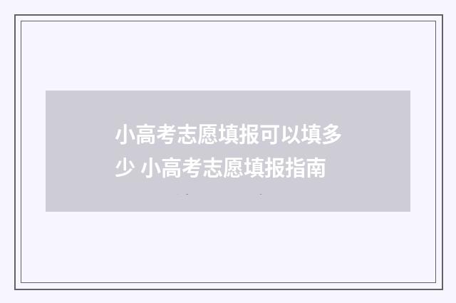 小高考志愿填报可以填多少 小高考志愿填报指南