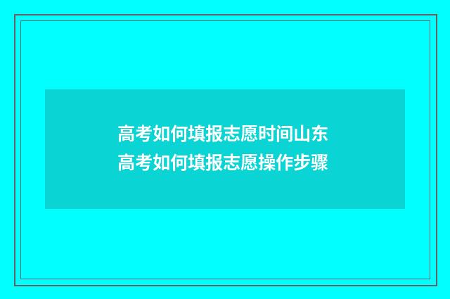 高考如何填报志愿时间山东 高考如何填报志愿操作步骤