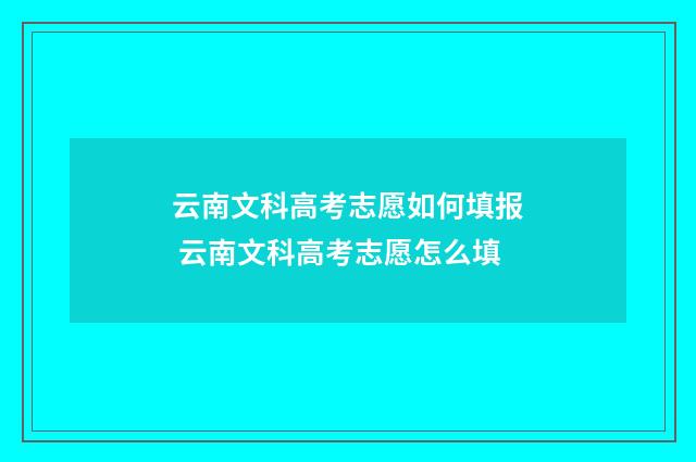 云南文科高考志愿如何填报 云南文科高考志愿怎么填